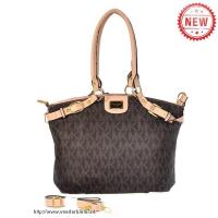 michael kors mk logo signature jacquard groot bruin boekentassen Shop Hoenzadriel dgpfh529